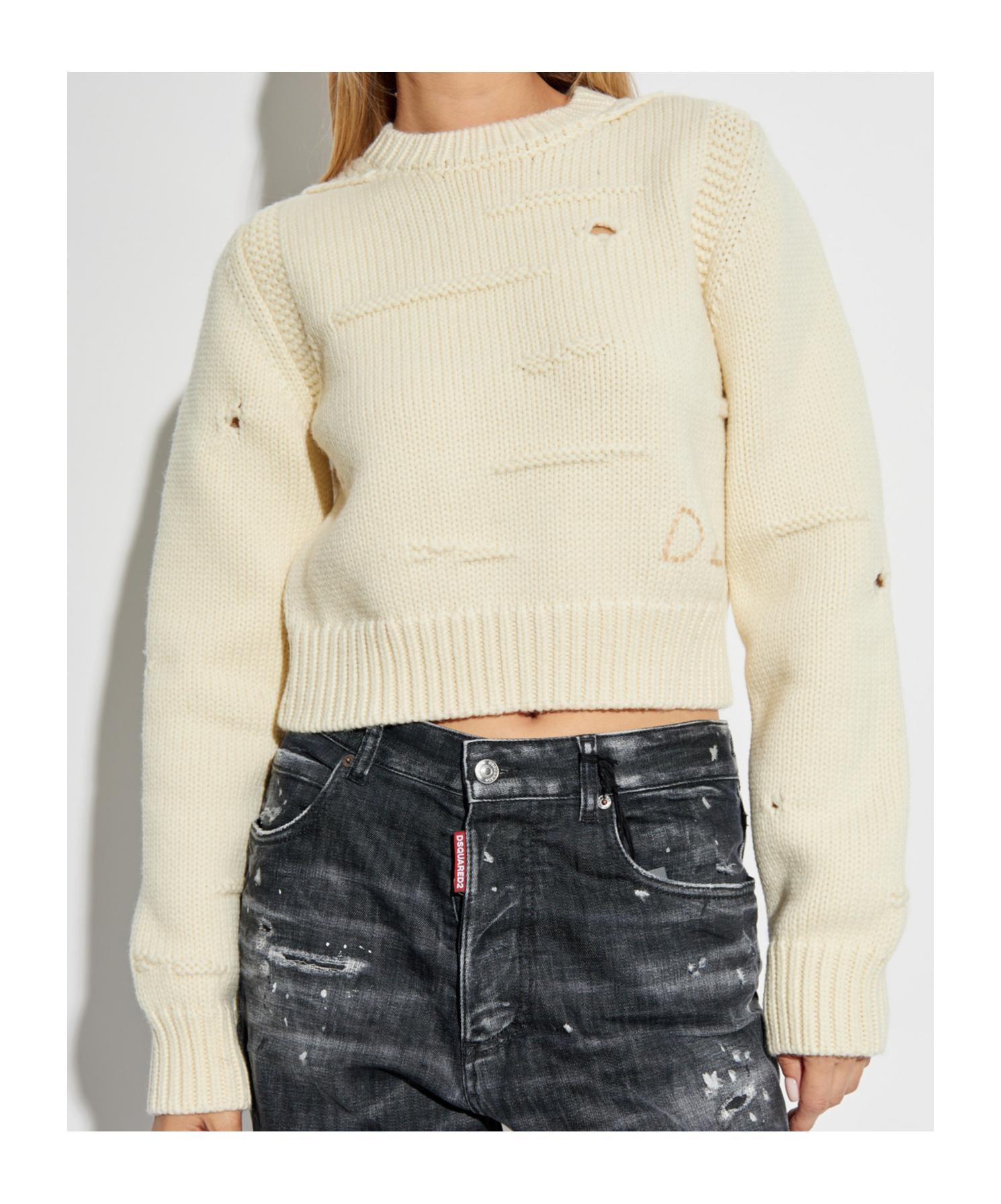 Dsquared2 Ripped-detailing Knitted Jumper In Nude