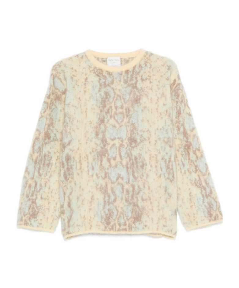 Forte Forte Snakeskin-pattern Crew-neck Sweater In Yellow