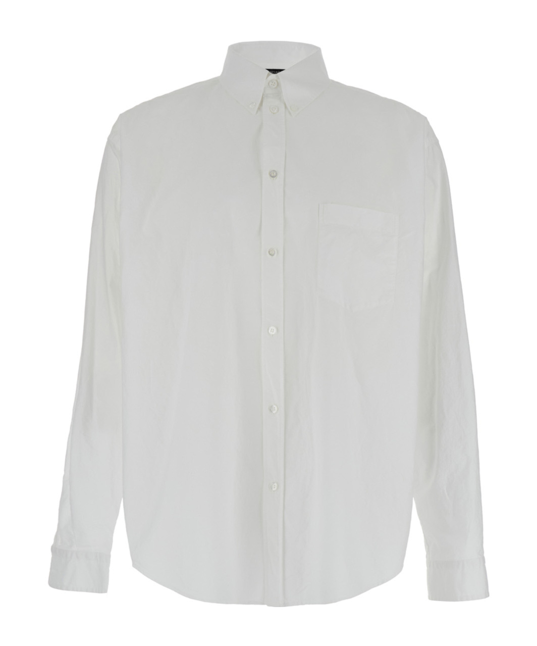 Balenciaga Cotton Shirt With Button-down Collar And Pocket In White
