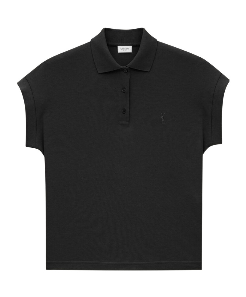 Saint Laurent Bat-sleeve Polo Shirt In Black