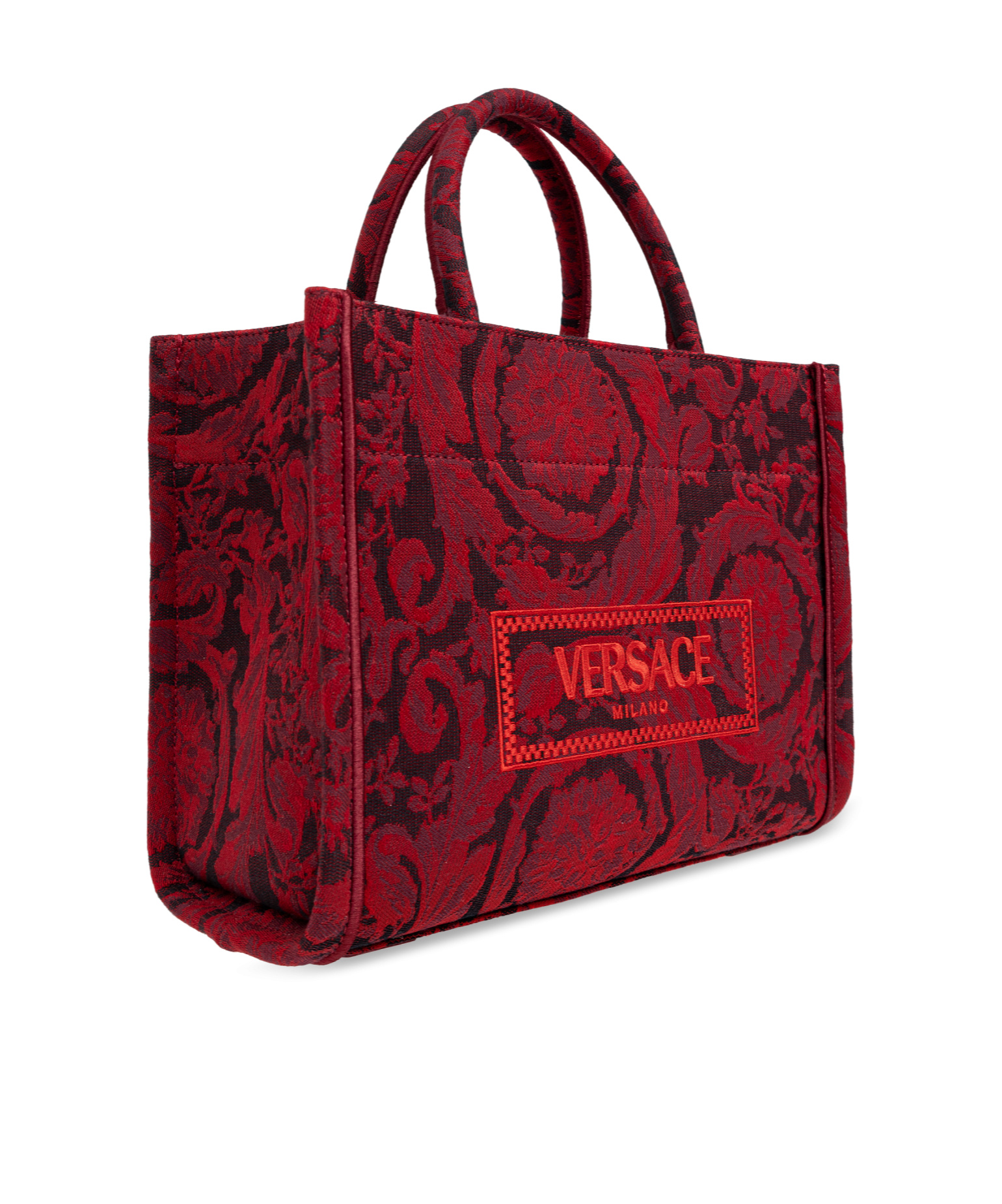 Versace Double Handle Shoulder Bag In Red