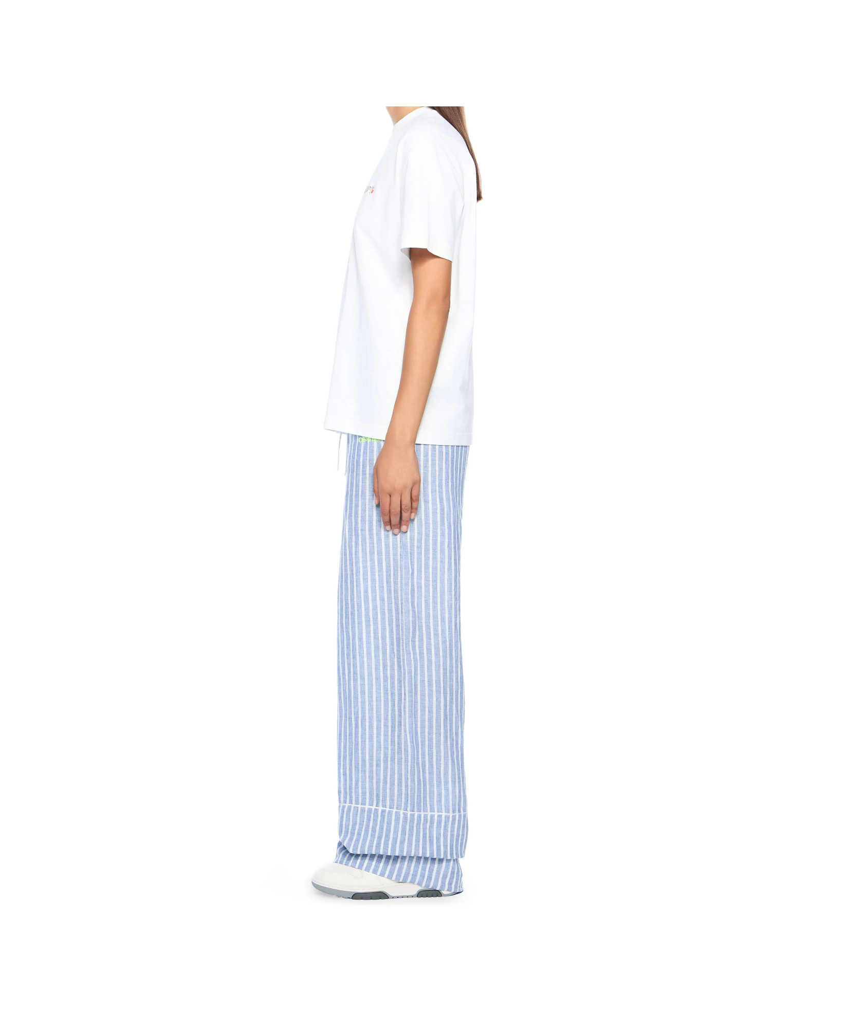 Off-white Elastic Waist Casual Pants In Blue