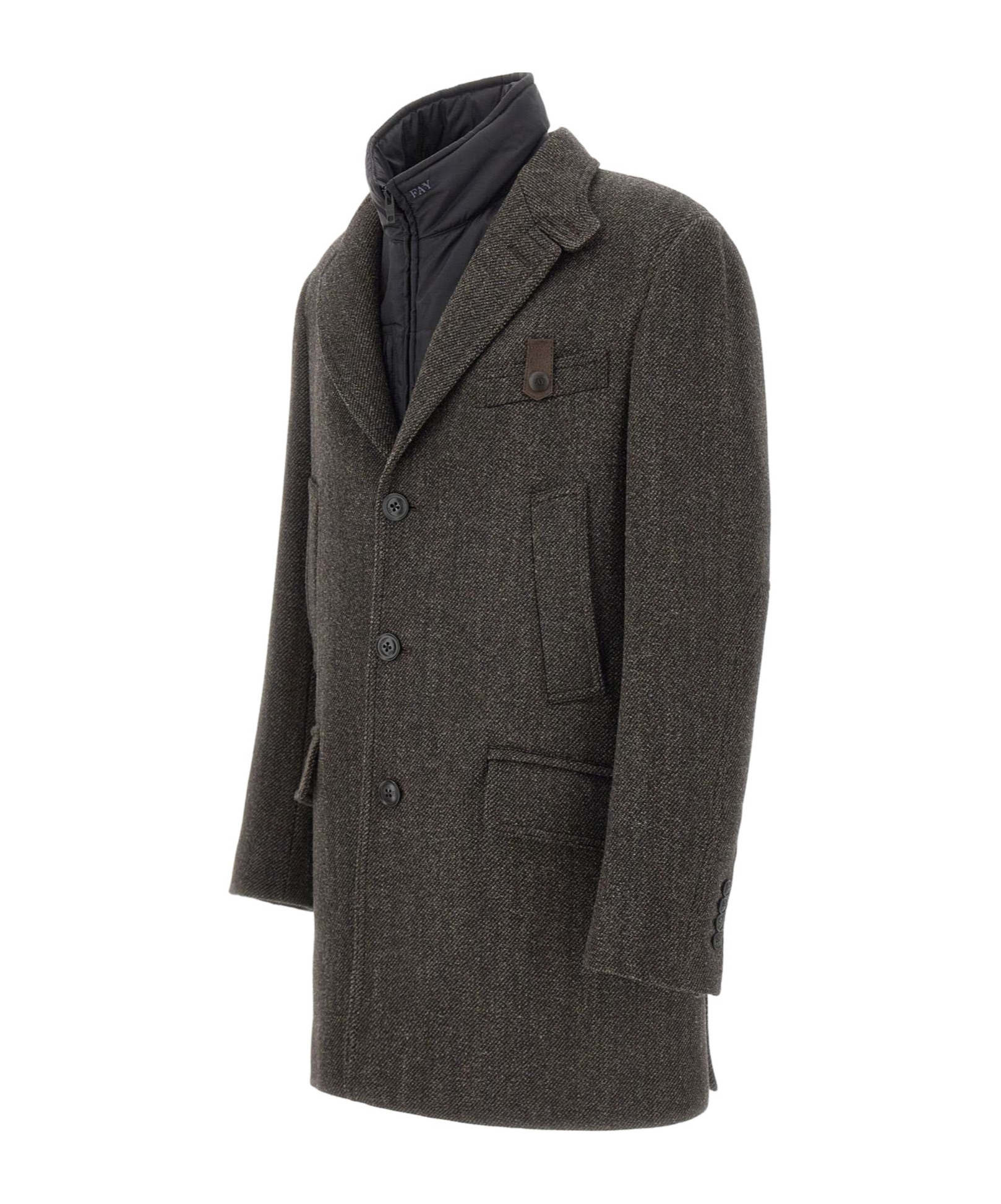 Fay Double Wool Driving Coat In Black