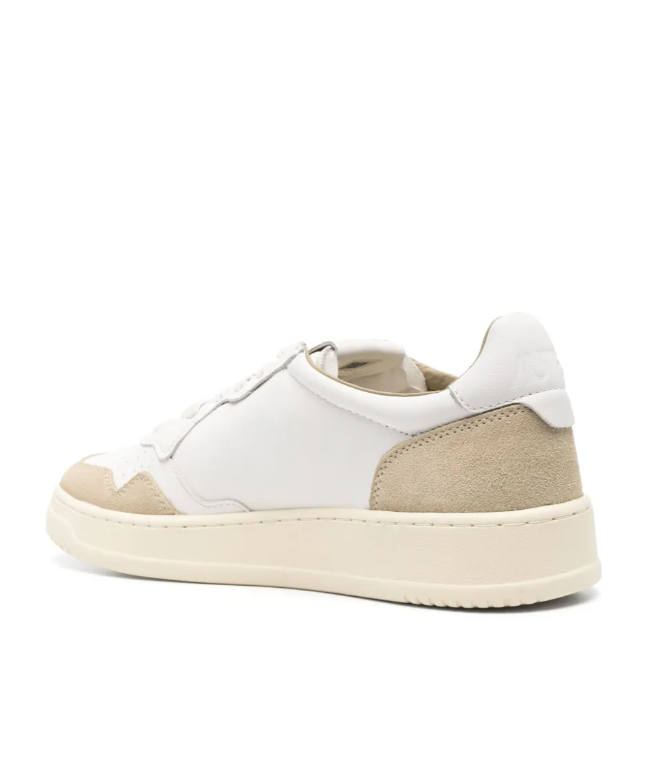 Autry Medalist White Low Top Sneakers With Beige Suede Details In Leather Man