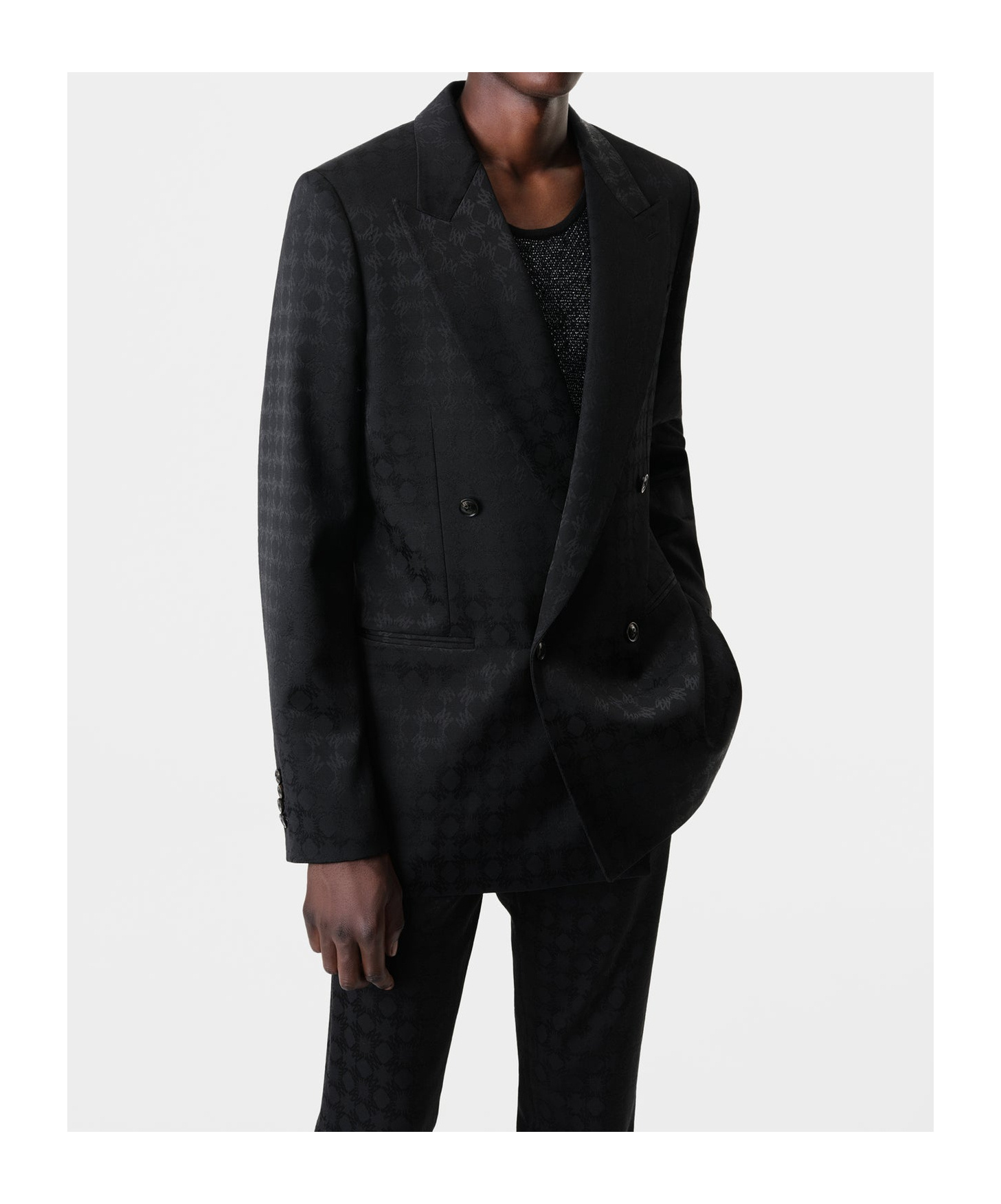 Amiri Same Color Ma Double-breasted Suit In Black