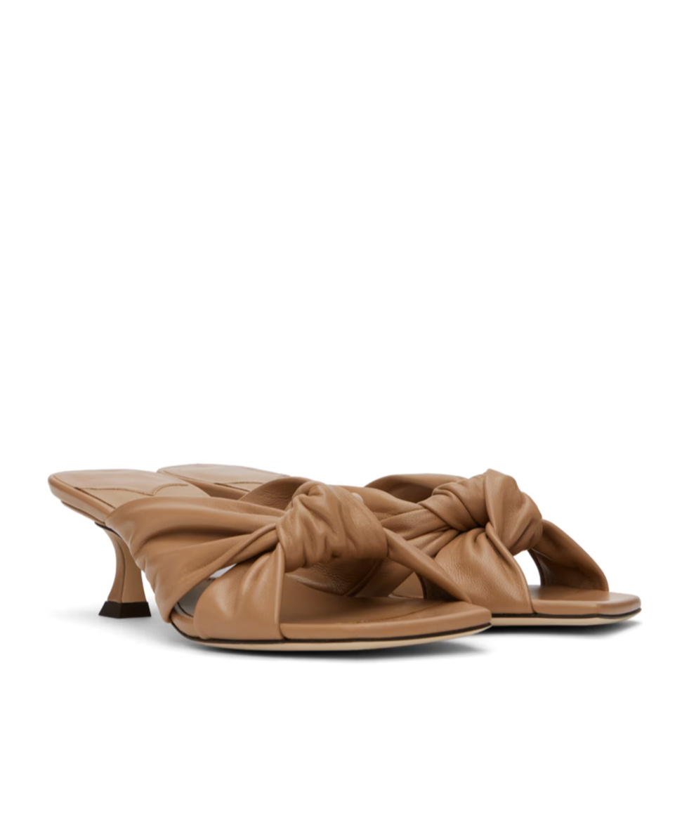 Jimmy Choo Avenue Crisscross Knot Slide Sandals In Brown
