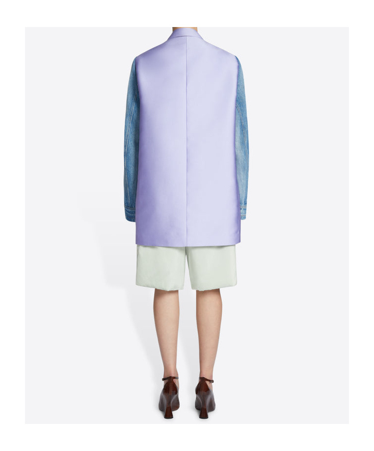 Dries Van Noten Denim Sleeved Buttoned Blazer In Blue