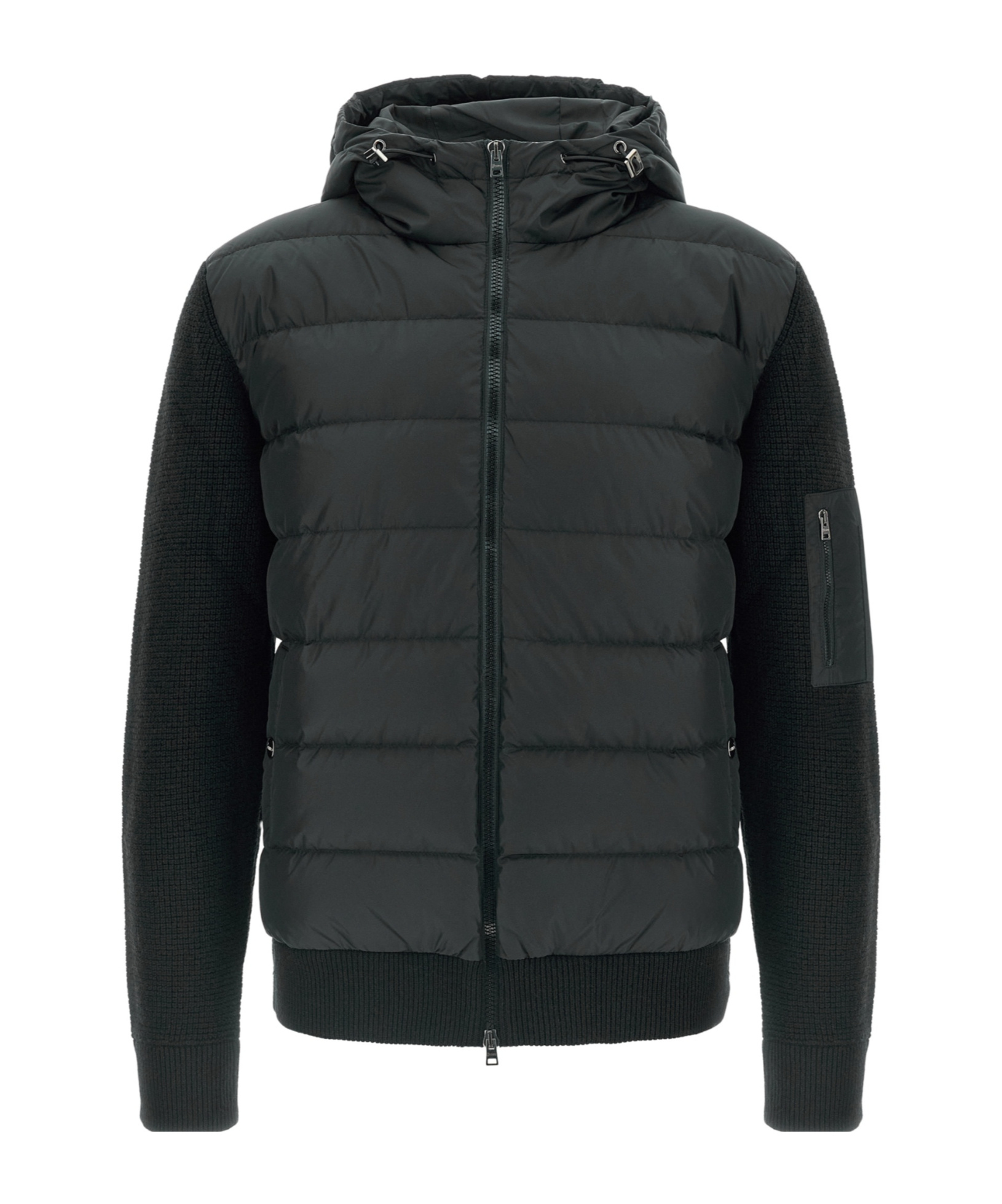 Herno Padded Bomber Jacket With Wool Sleeves Clothing In Black