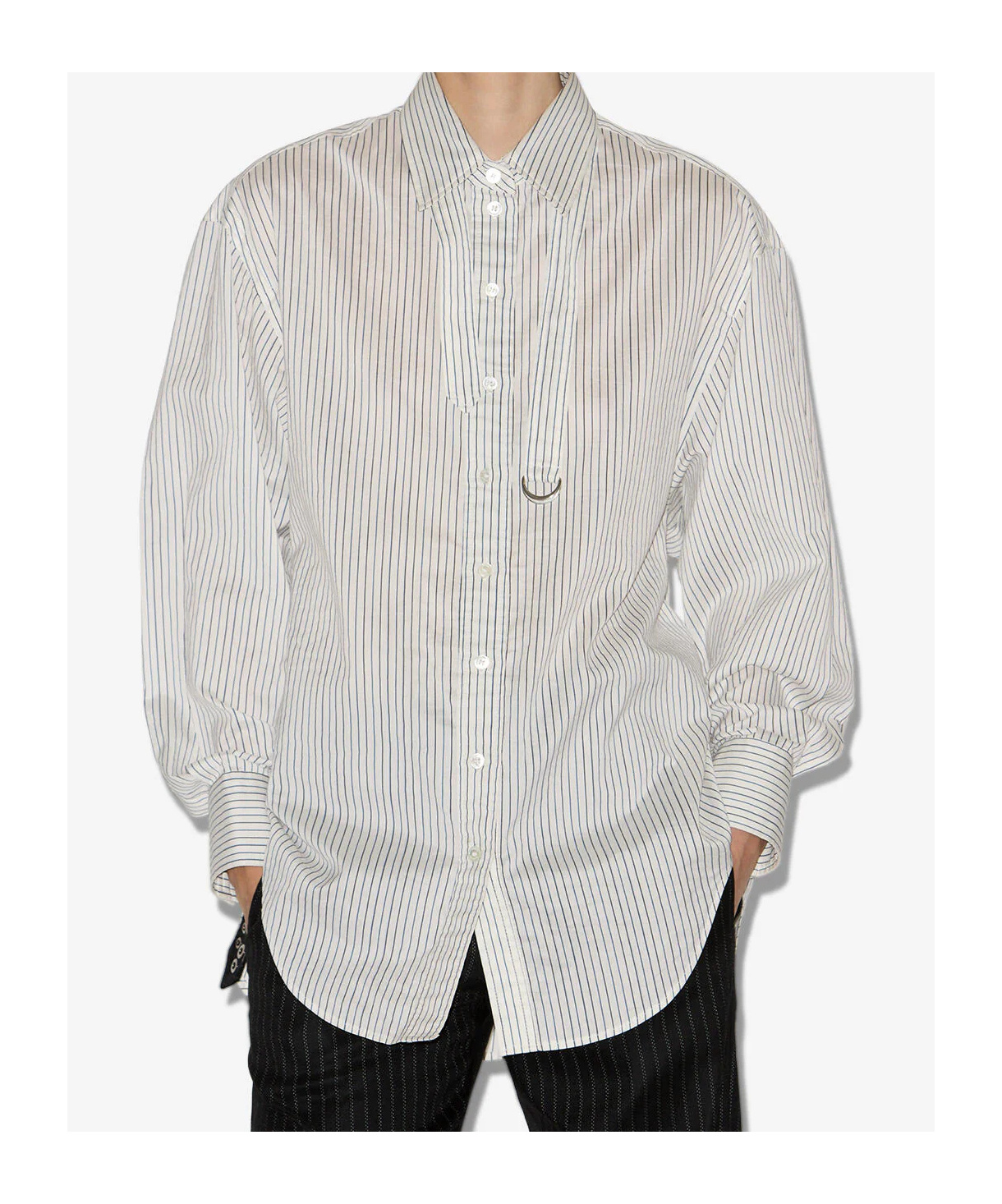 Isabel Marant Aurora Pinstriped Shirt In White