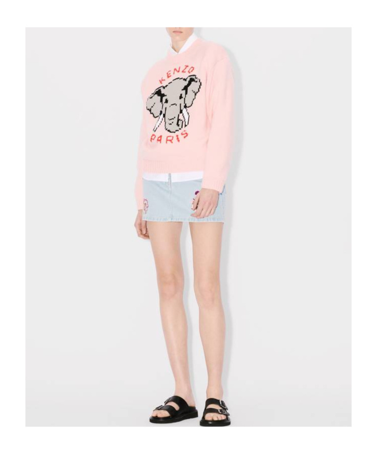 Kenzo Elephant Pattern Sweater In Pink