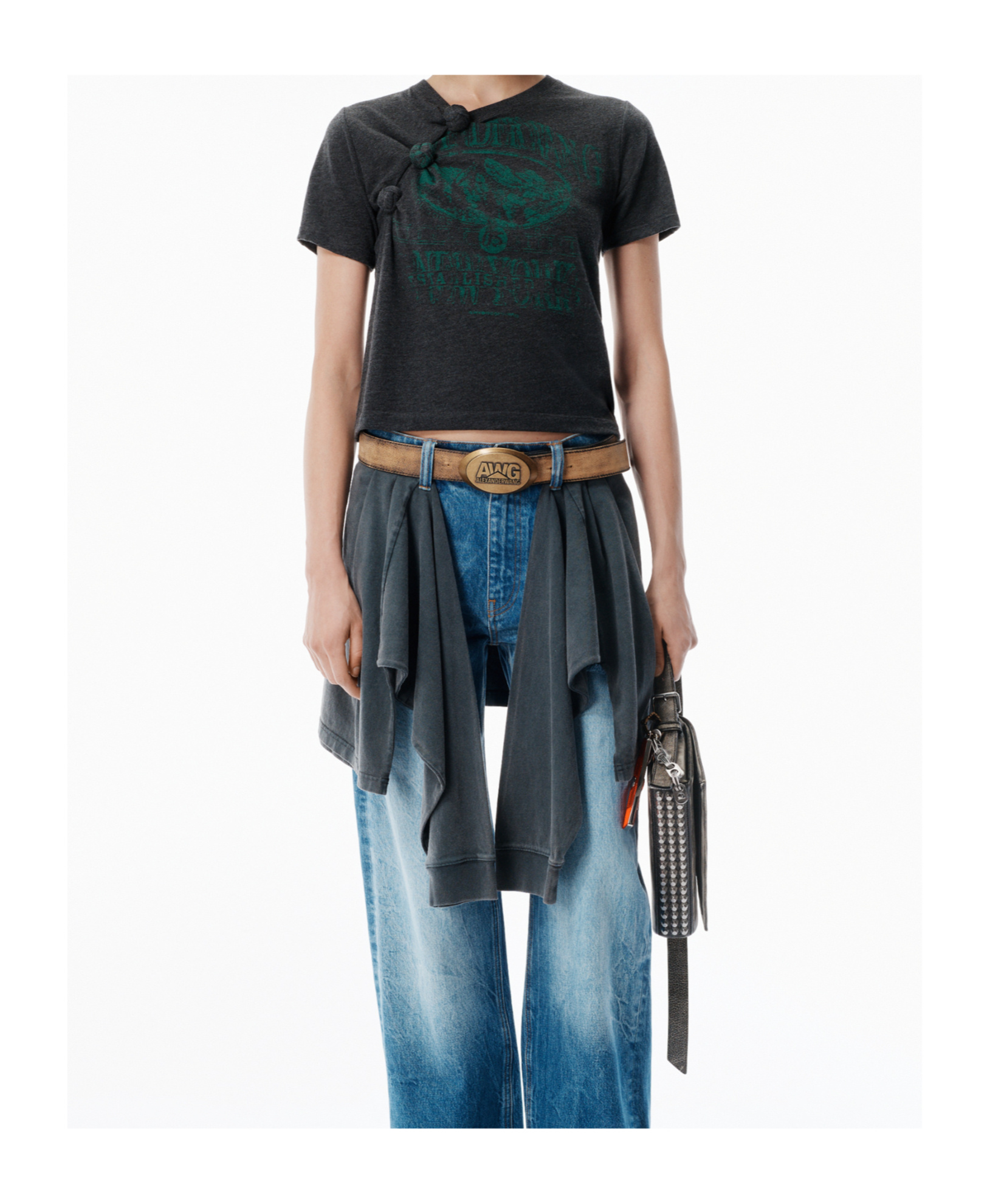 Alexander Wang Knotted Graphic T-shirt In Blue