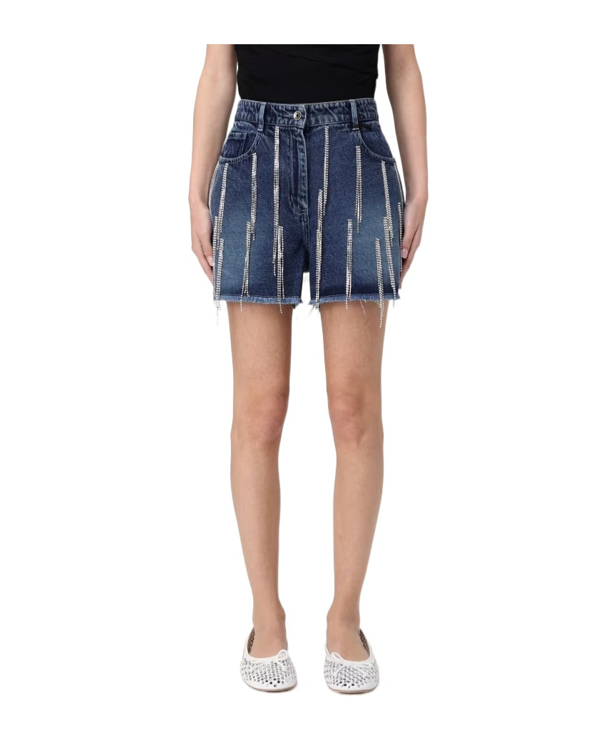Patrizia Pepe Rhinestone-embellished Shorts In Blue