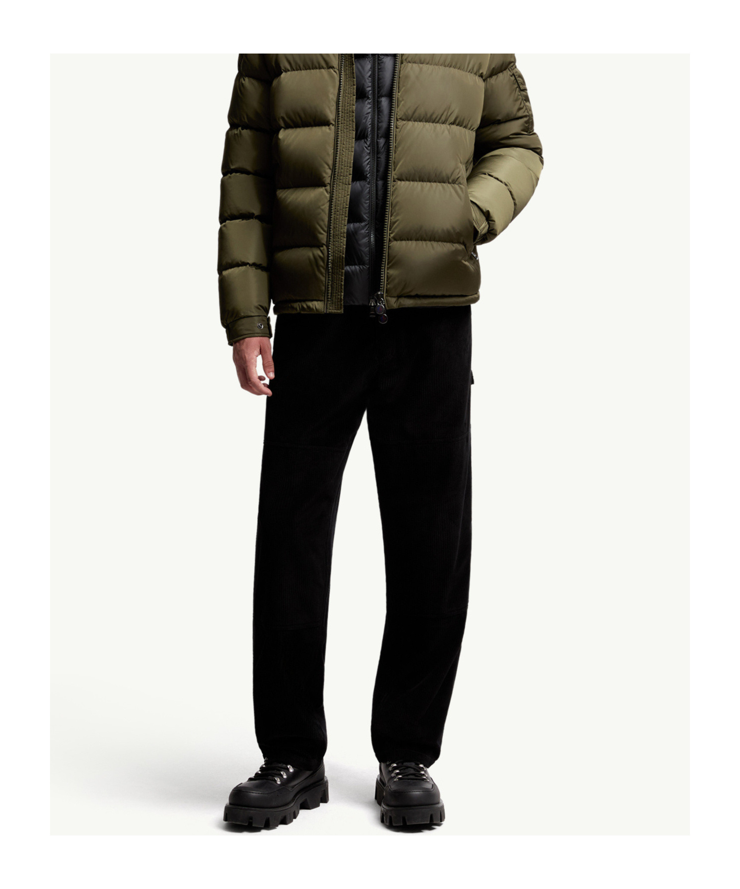 Moncler Corduroy-panel Trousers In Black