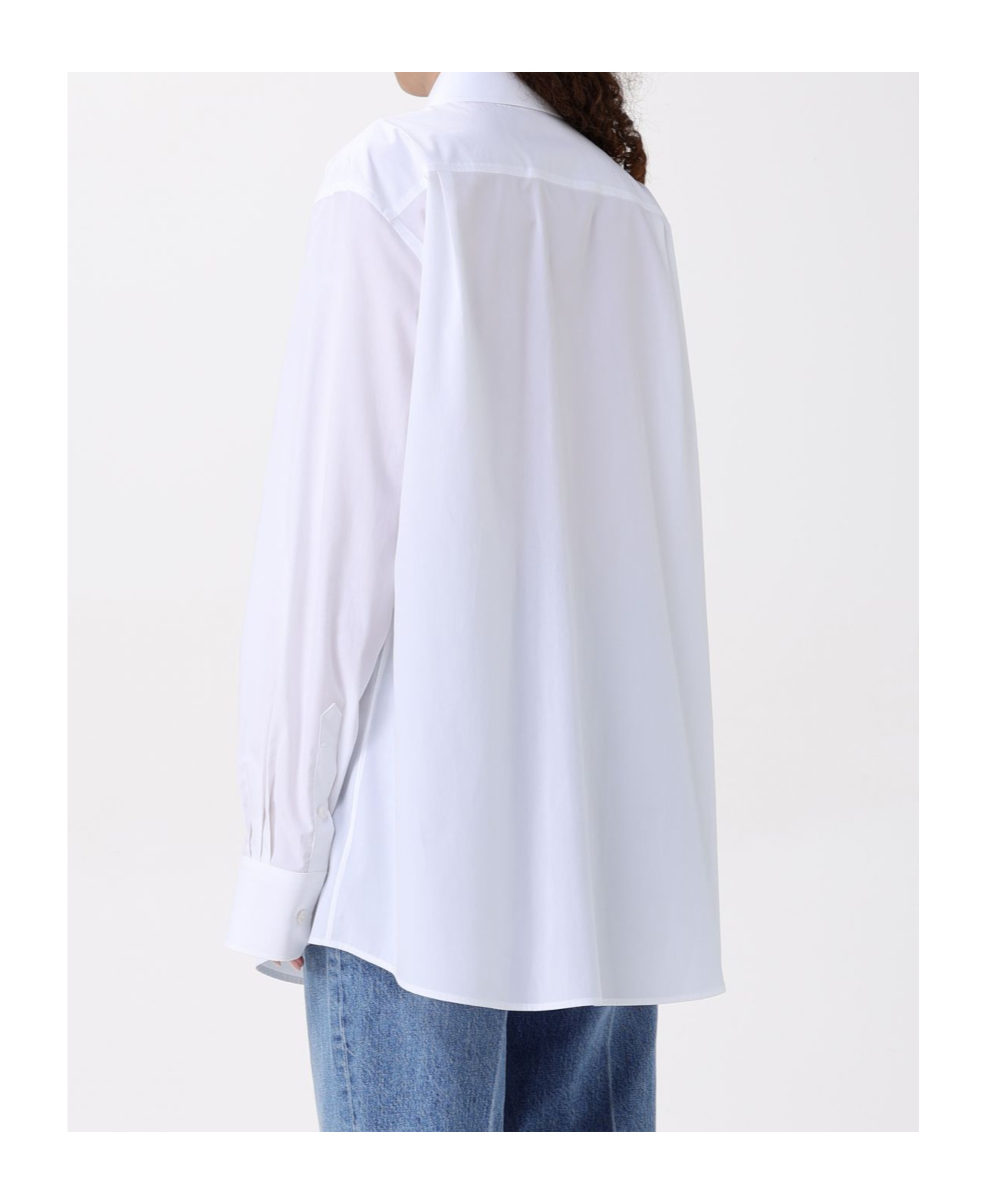 Dolce & Gabbana White Cotton Shirt In Blue