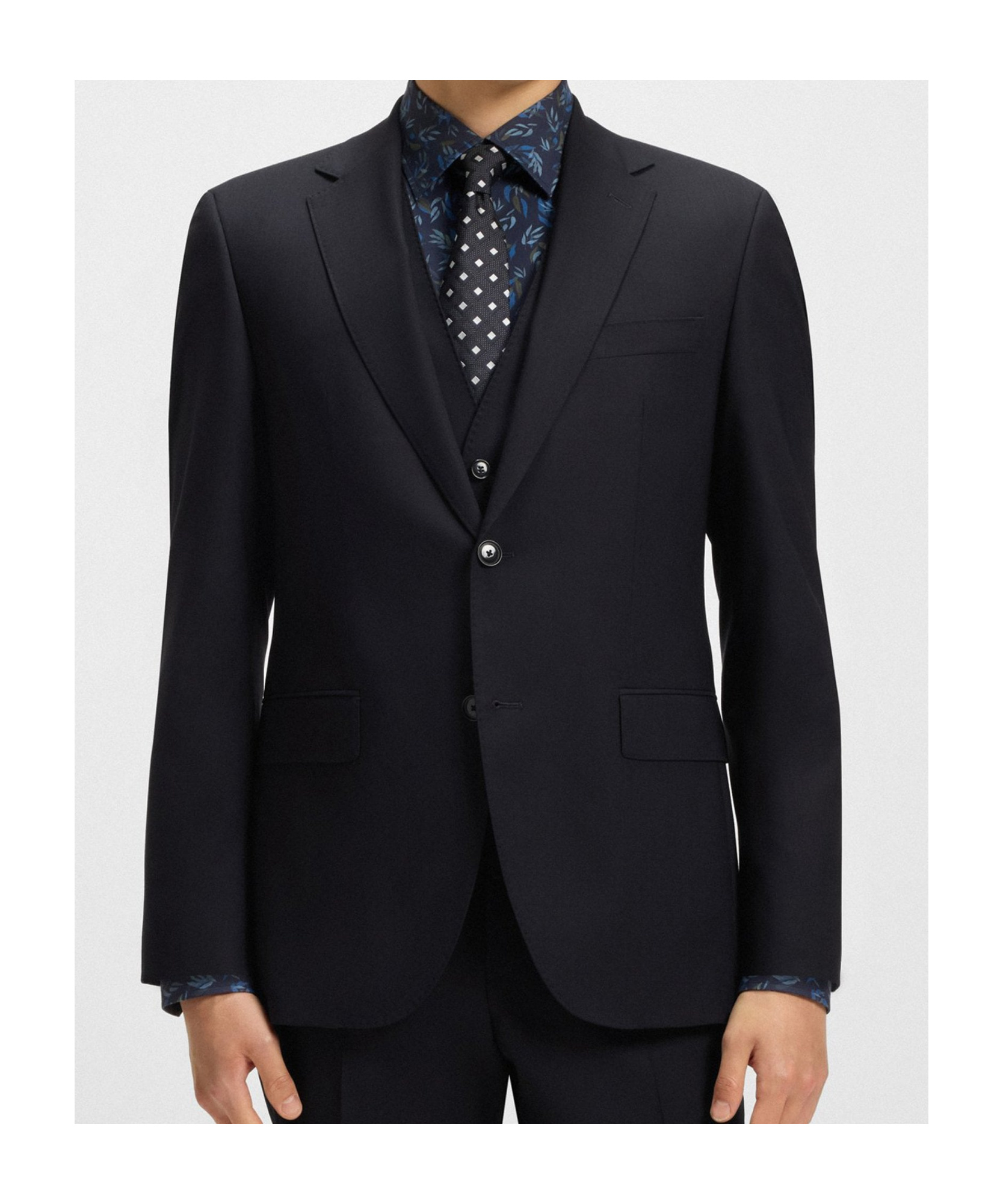 Hugo Boss Three-piece Single-breasted Suit In Blue