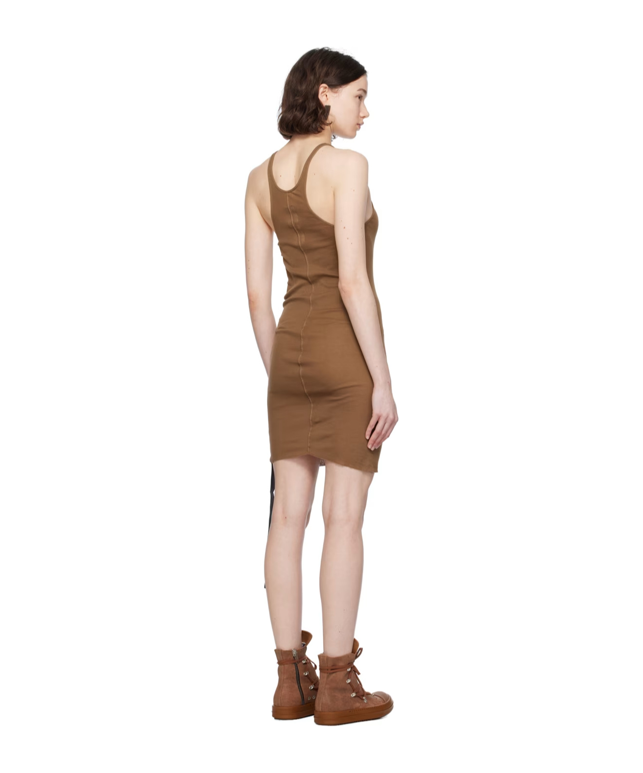 Rick Owens Drkshdw Orange Hollywood Racer Back Tank Minidress In Brown