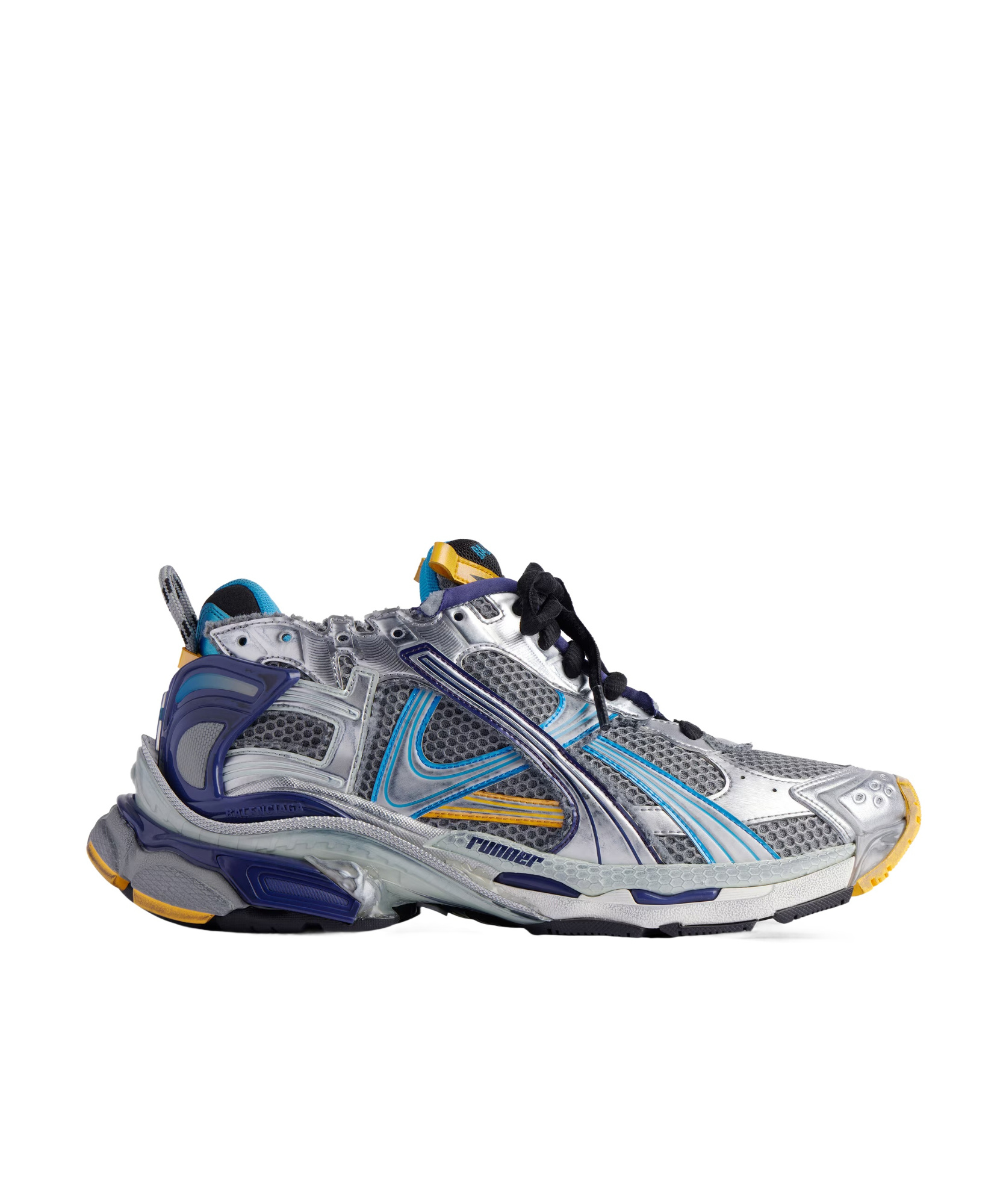 Shop Balenciaga Runner Sneakers In Gray/blue/orange/light Green
