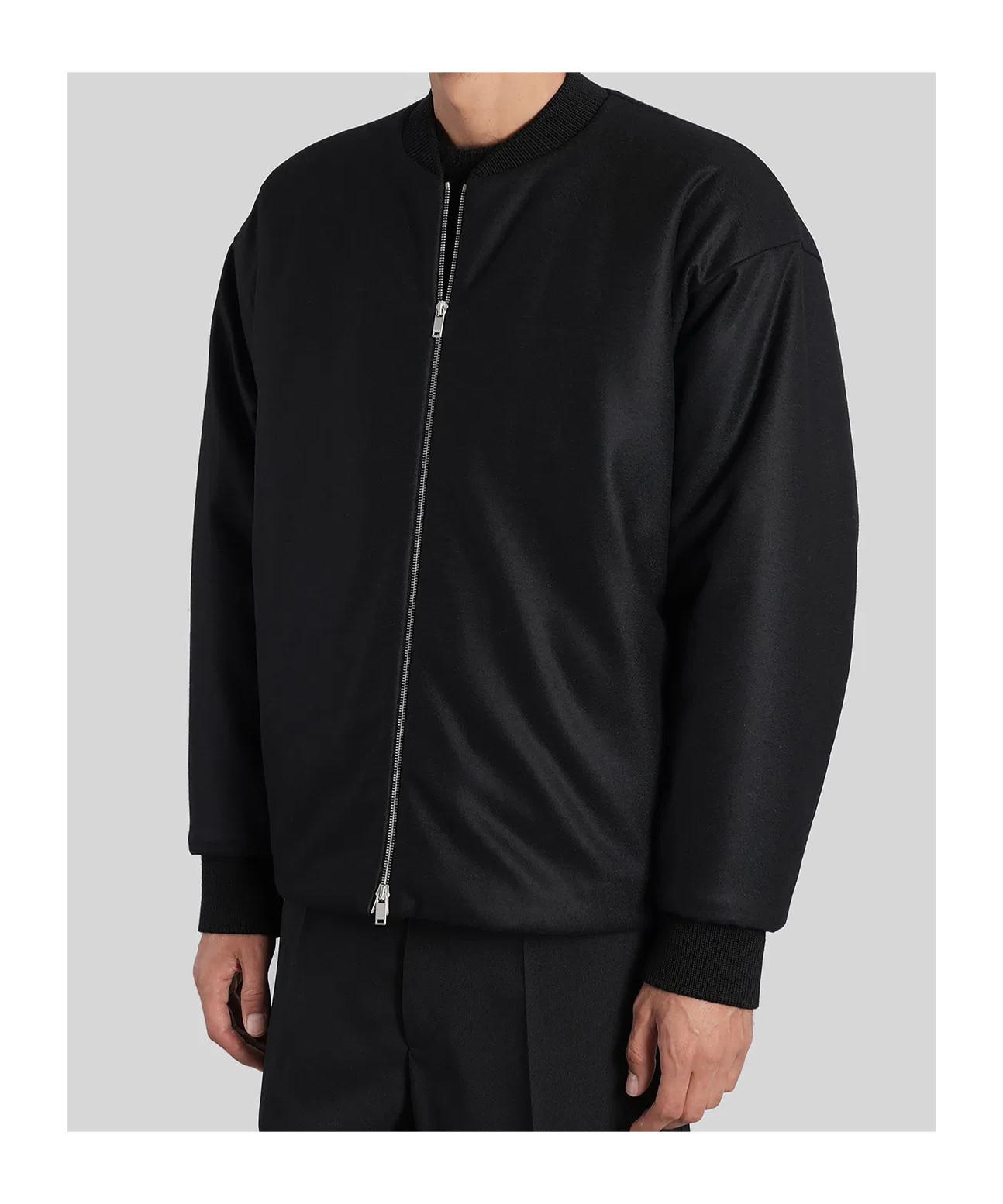 Jil Sander Blouson 05 Bomber Jacket In Black Wool In Black