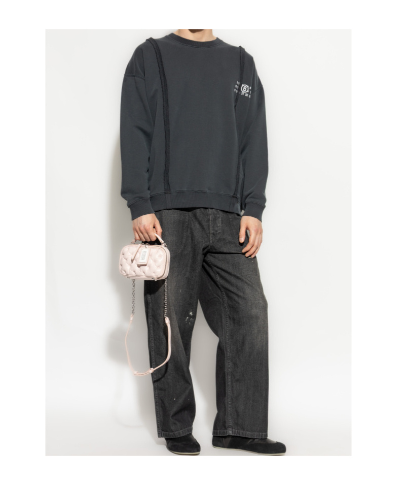 Mm6 Maison Margiela Black Sweatshirt With Numeric Logo In Cotton In Black