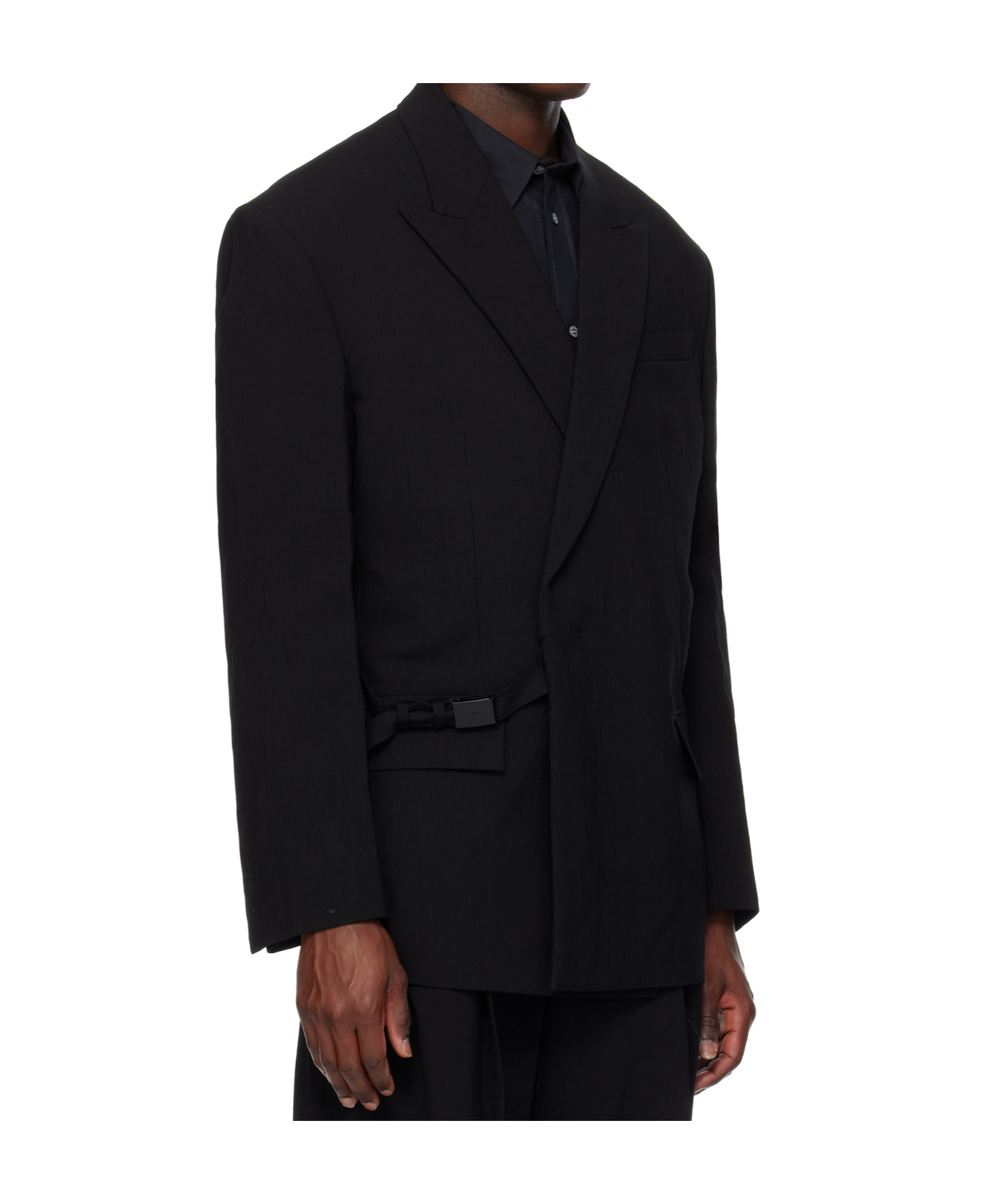 Juunj Black Wool Nylon Strap Blazer In Black