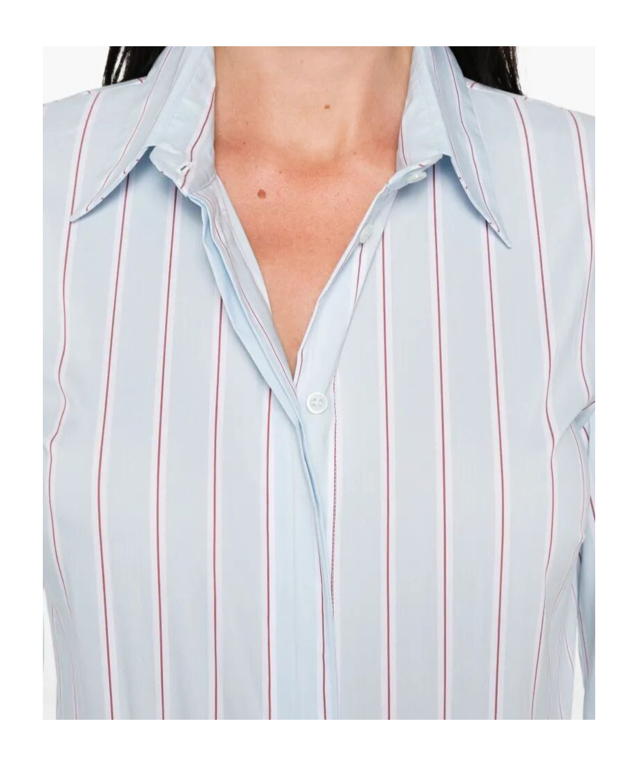 Patrizia Pepe Light Blue Striped Button-down Body Shirt In Blue