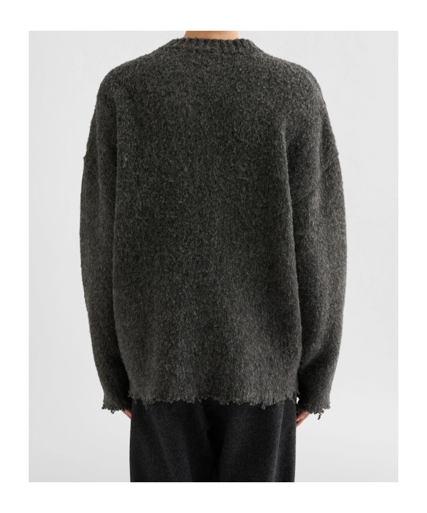 Jil Sander Brushed Frayed-hem Wool Sweater In Black