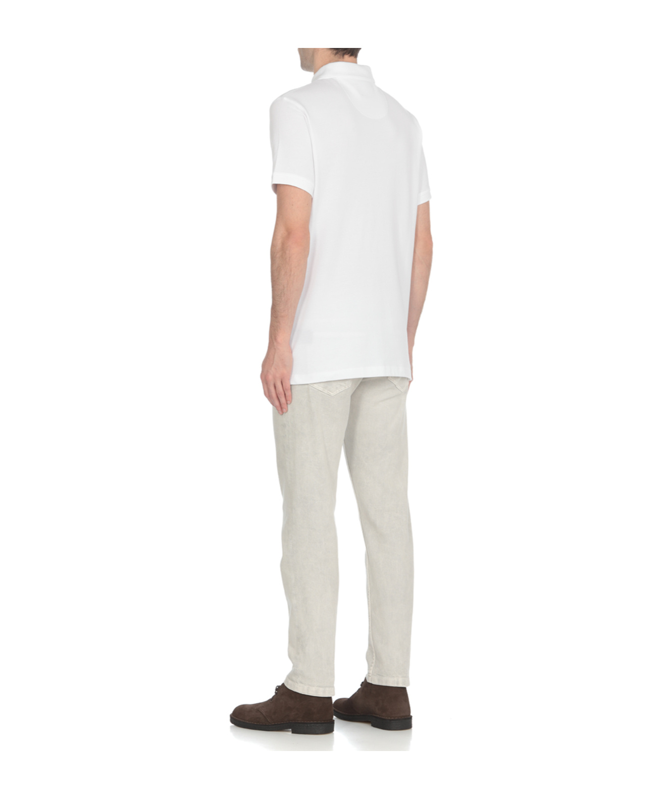 Barbour Piquet Polo With Tartan Details In White