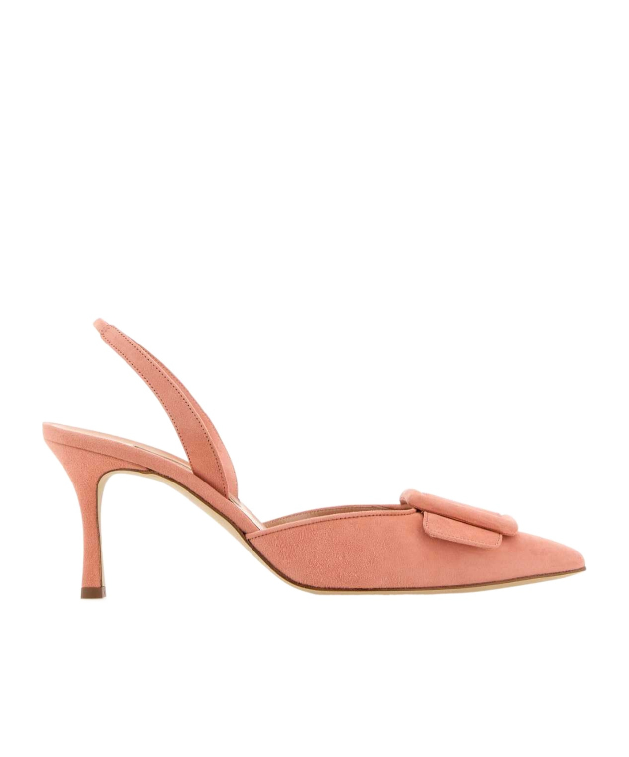Manolo Blahnik Dark Pink Suede Maysli Pumps In Orange