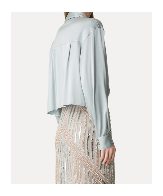 Forte Forte Shirt In Stretch Silk Satin In Gray