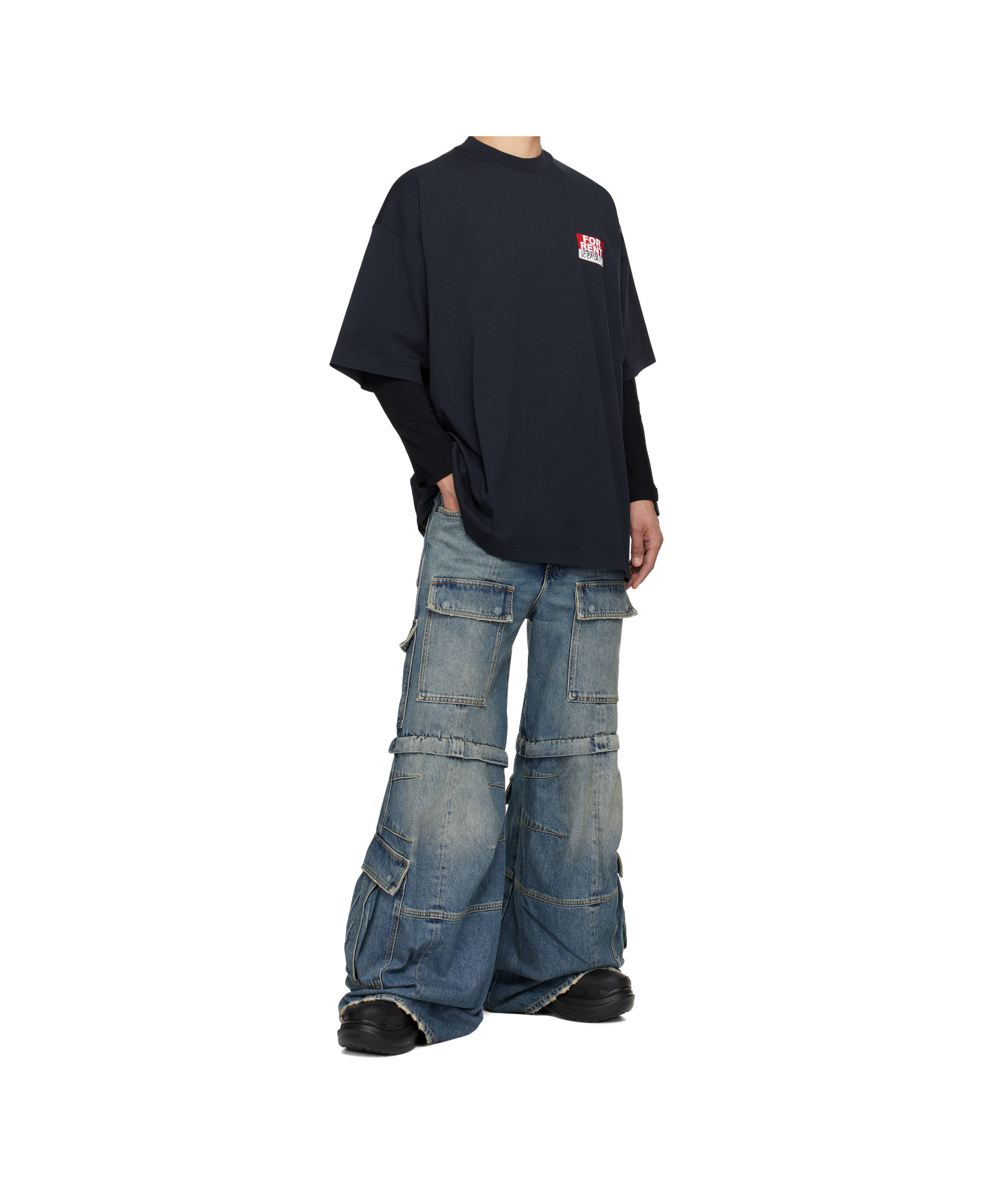 Vetements Navy 'for Rent' Oversized T-shirt In Navy Blue