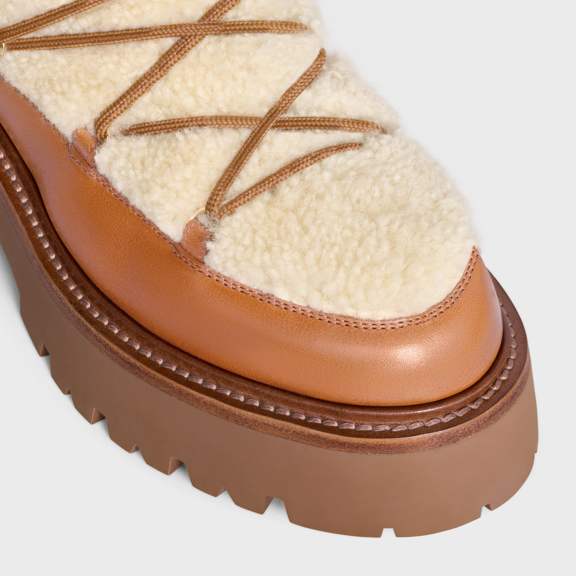 Celine Wool And Calfskin Laced Boots In Brown