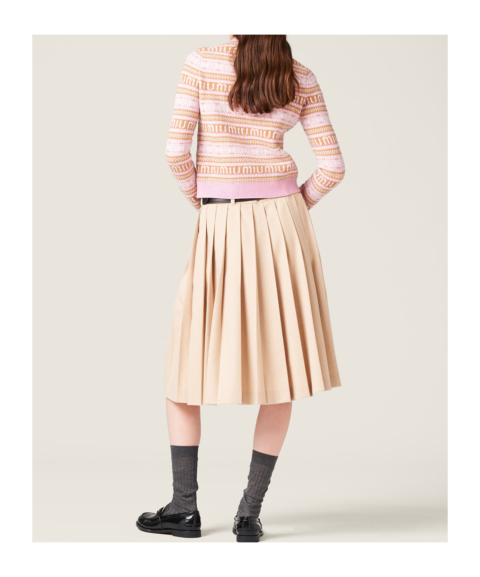 Miu Miu Intarsia-knit Virgin-wool Jumper In Pink