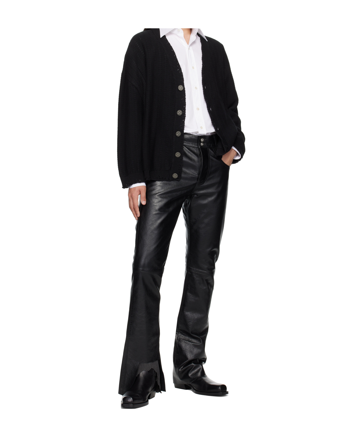 Enfants Riches Deprimes Belt Loop Leather Pants In Black