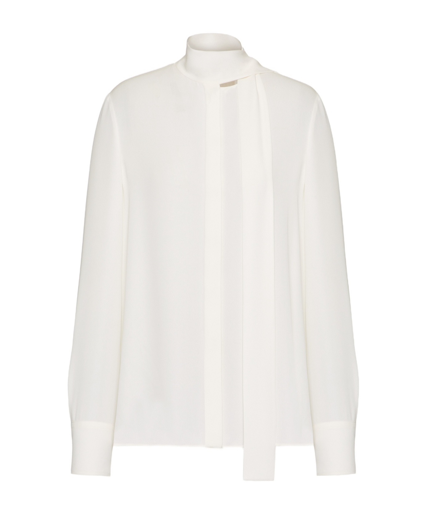 Valentino Pussy-bow Collar Silk Shirt In White
