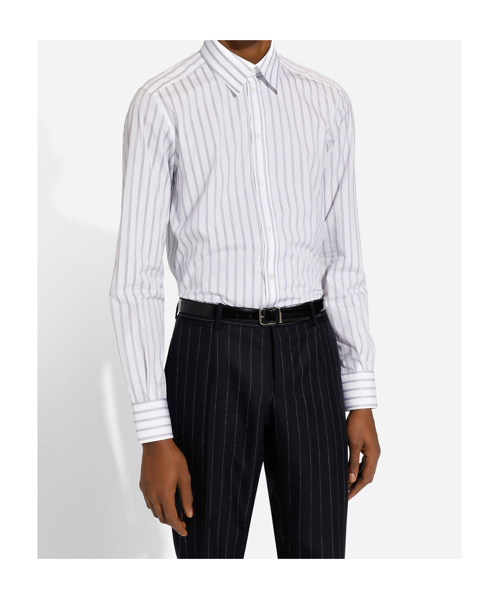 Dolce & Gabbana Striped Poplin Martini-fit Shirt In White