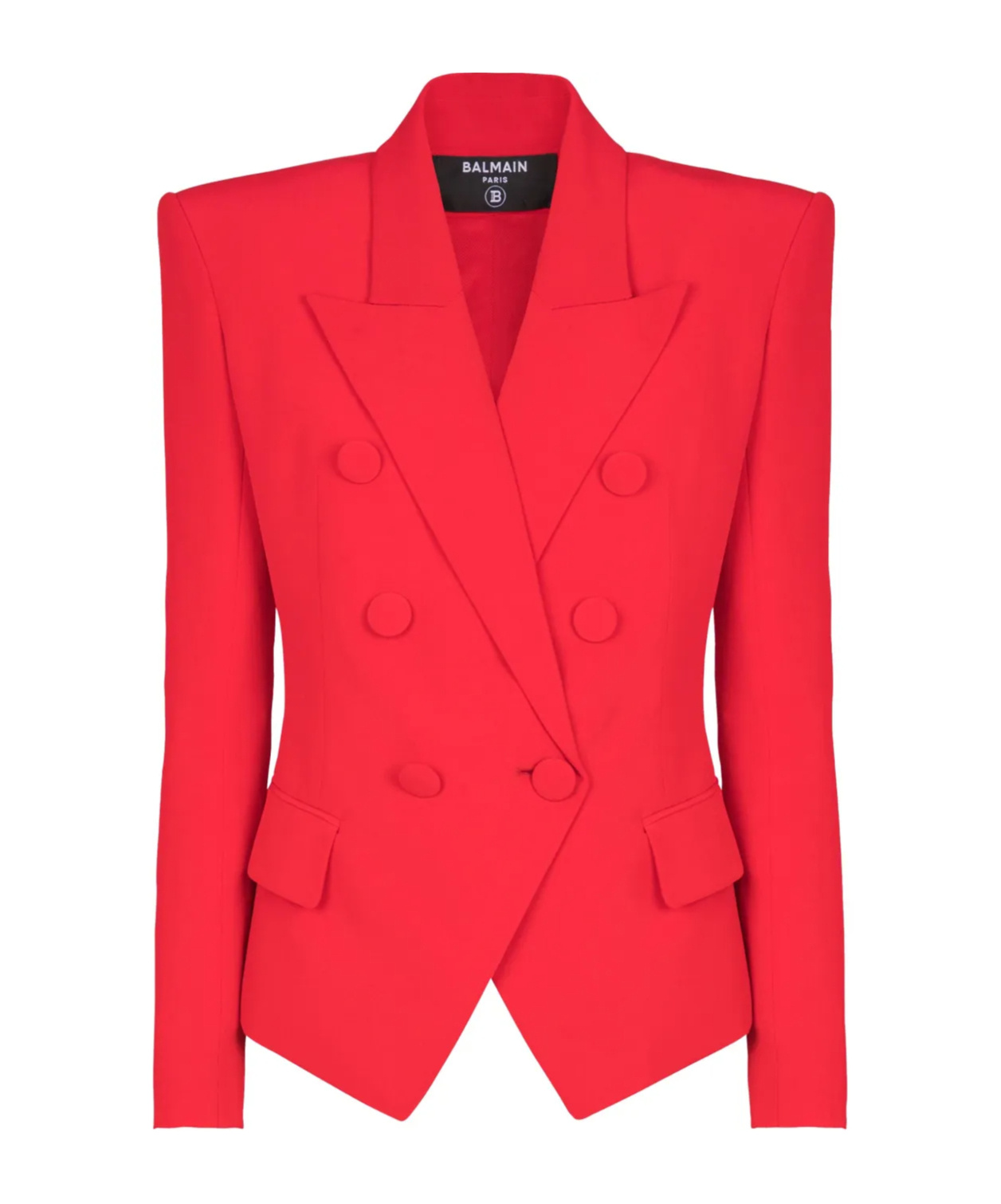 Balmain Lapels Double-breasted Blazer Peak In Red