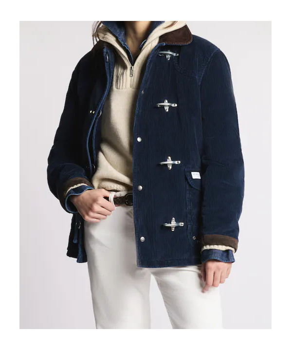 Fay Toggle Fastening Corduroy Jacket In Blue