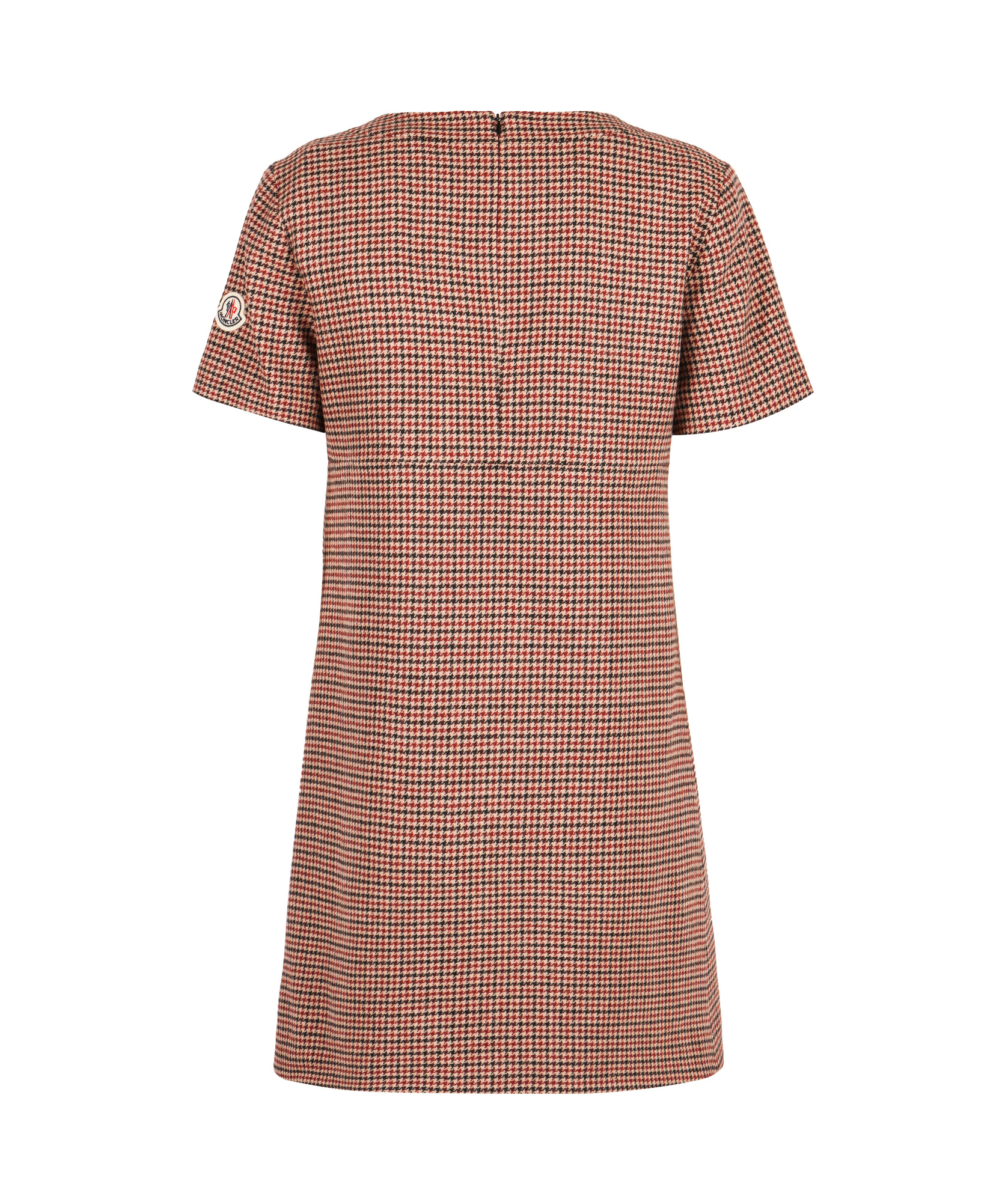 Moncler Wool Dress With Front Pocket And Houndstooth Pattern In Multi