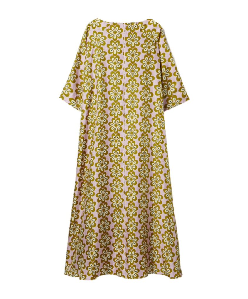 La Doublej Floral-print Silk Dress In Brown