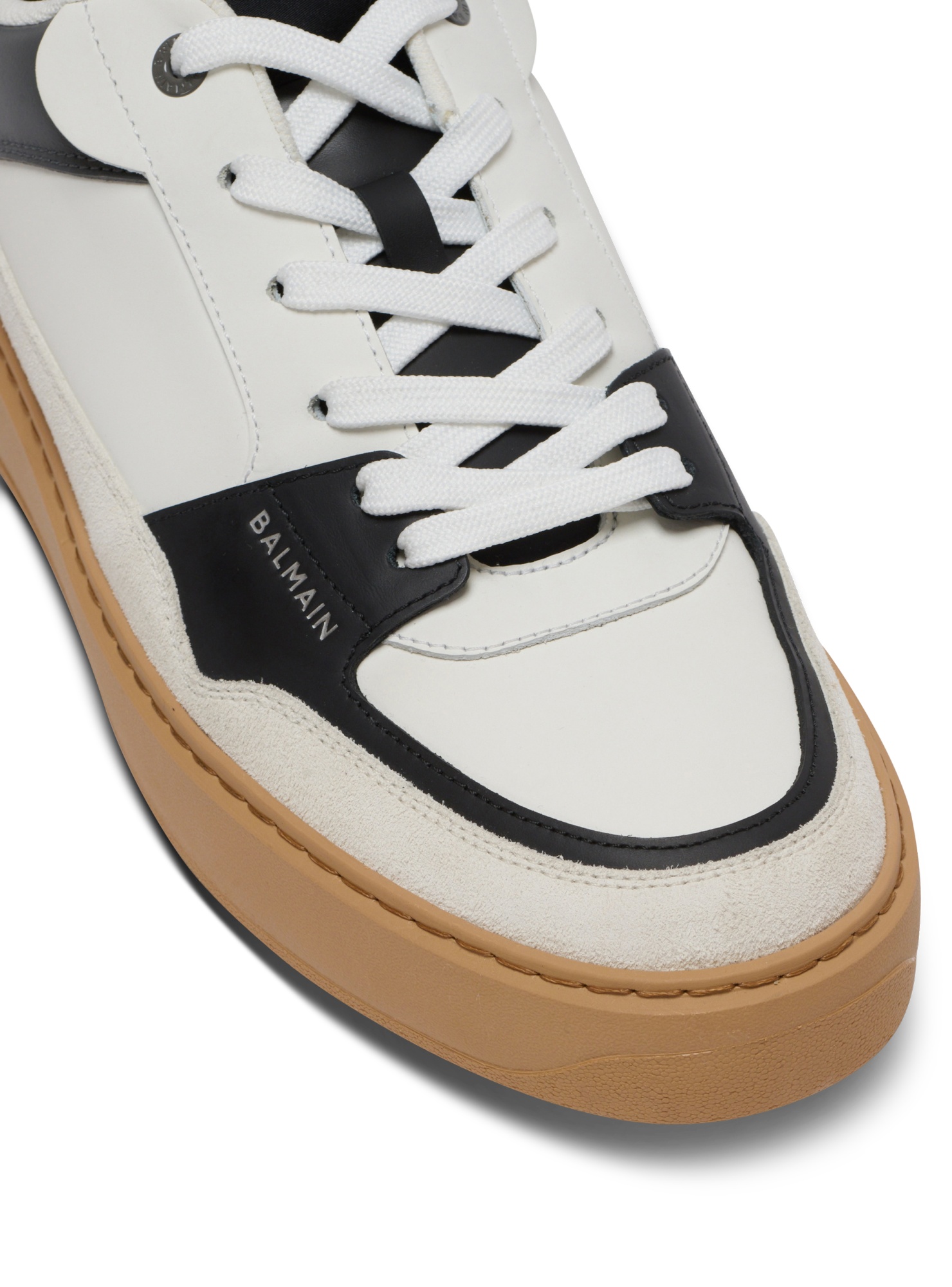 Balmain B-court Flip Leather Trainers In Gray