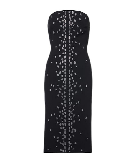 David Koma Rhinestone-embellished Midi Dress In Black