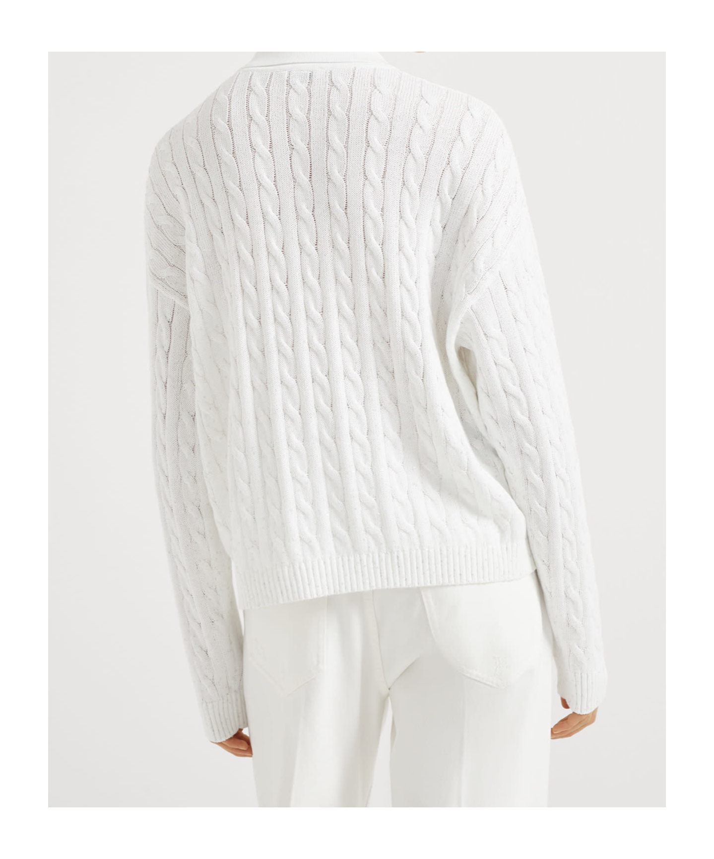 Brunello Cucinelli Dazzling Cables Sweater In White