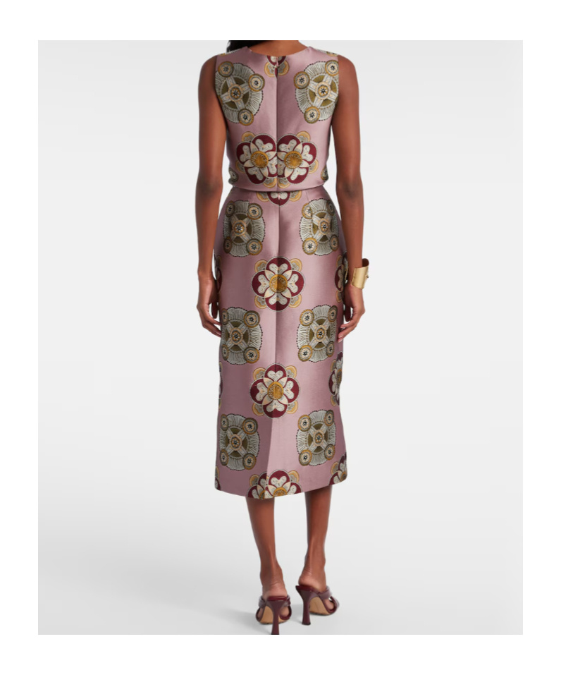 La Doublej Jacquard Pencil Skirt In Pink