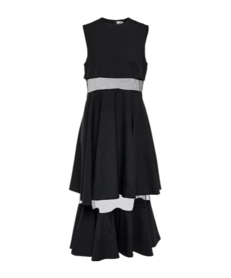 Comme Des Garçons Mesh-trimmed Wool Midi Dress In Black