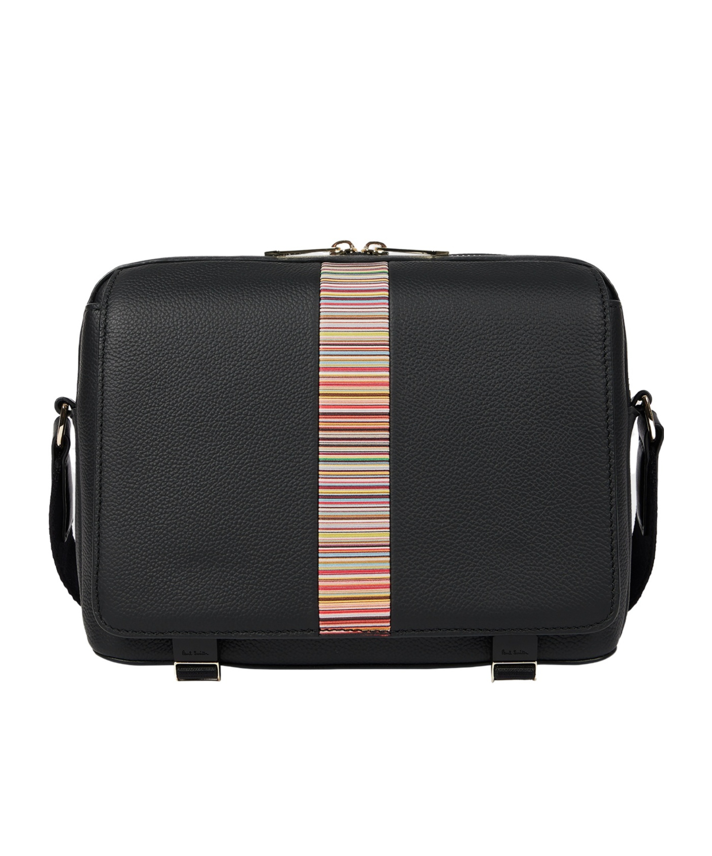 Paul Smith Signature Stripe Trim Messenger Bag In Black
