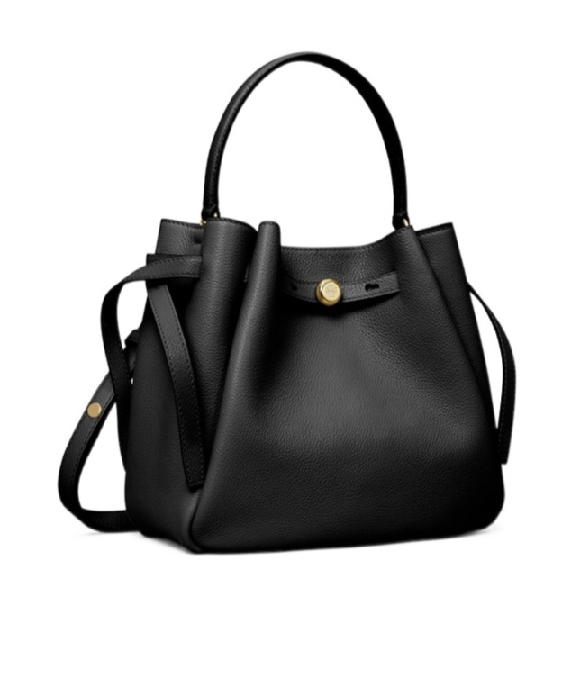 Tory Burch Bucket Bag With Top Handle And Gold-tone Hardware In Black