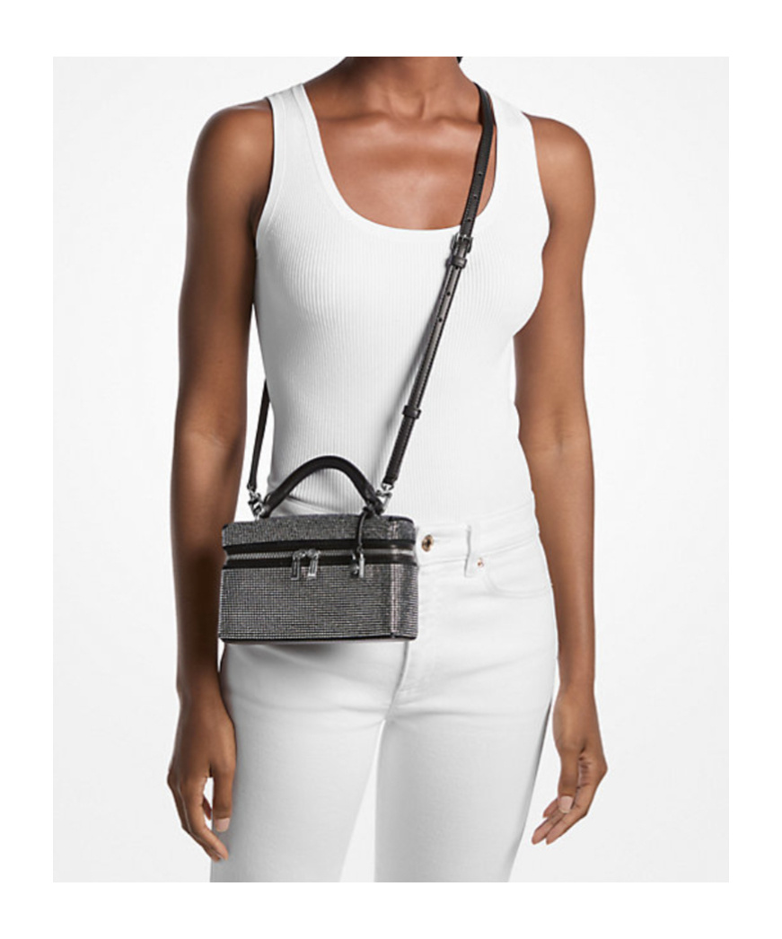 Michael Kors Jana Extra-small Embellished Suede Convertible Crossbody Bag In Gray