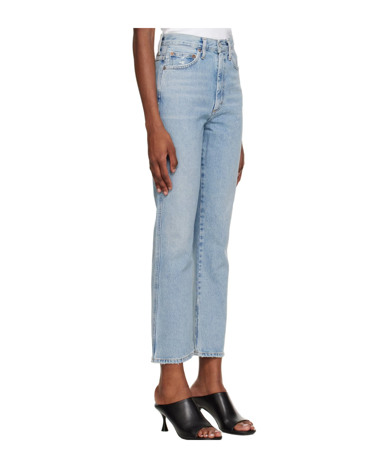 Agolde High Waist Denim Trousers In Blue