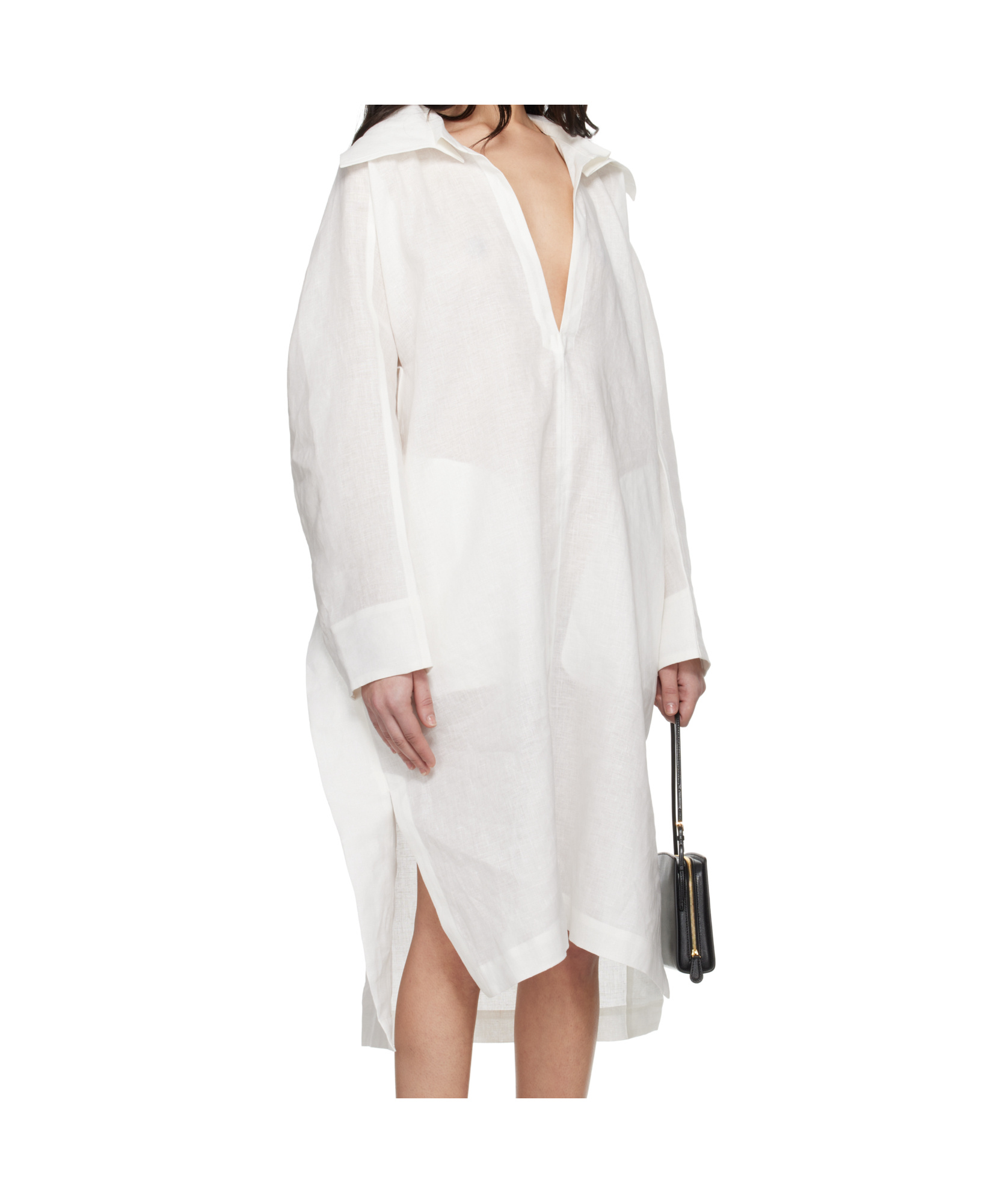Shop Issey Miyake V-neck Midi Dress In White