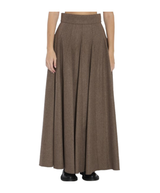 Max Mara High-waisted Pleated Wool Blend Skirt In Green